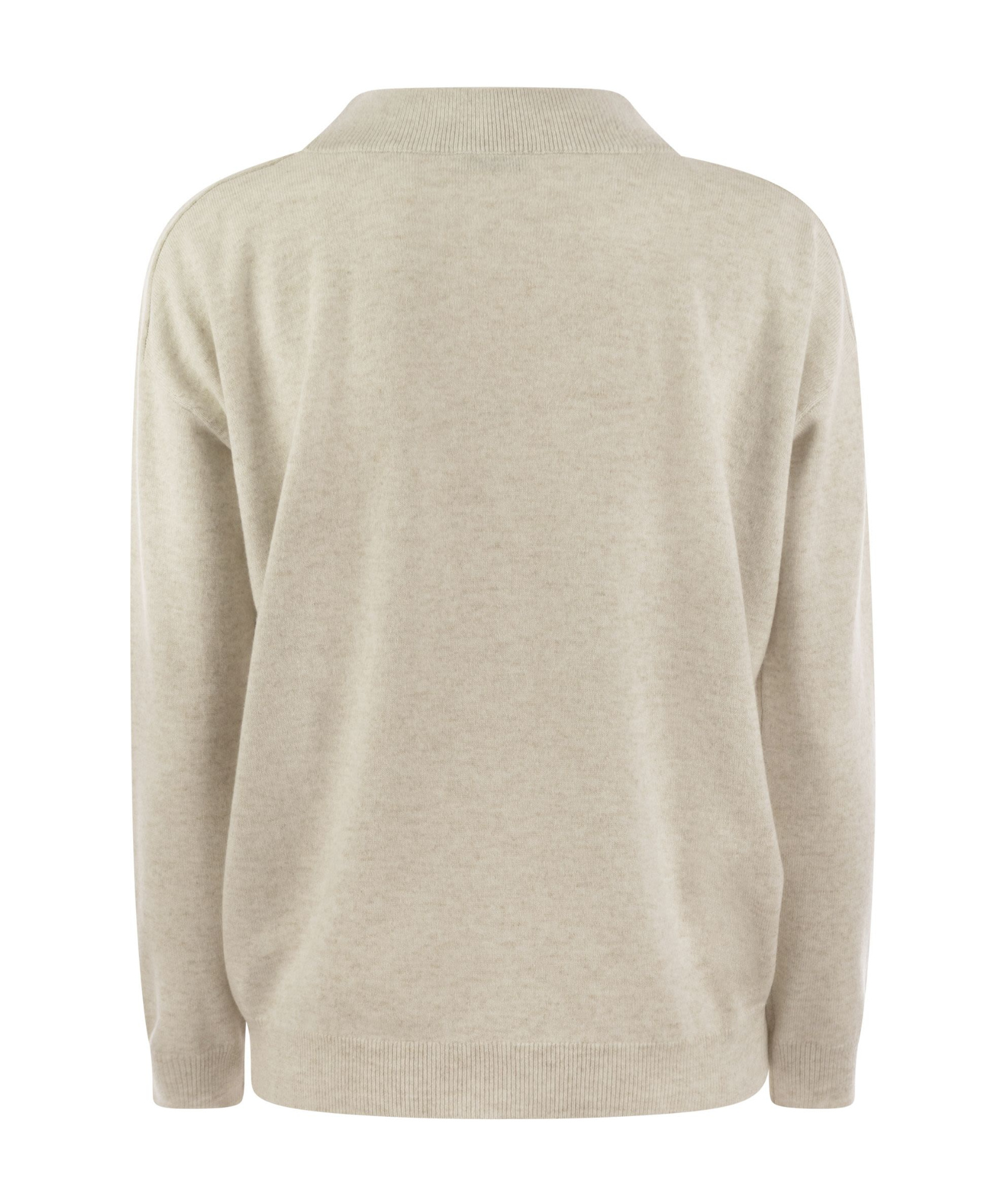 Brunello Cucinelli Women's Cashmere Sweater With Shiny Neckline In Nude