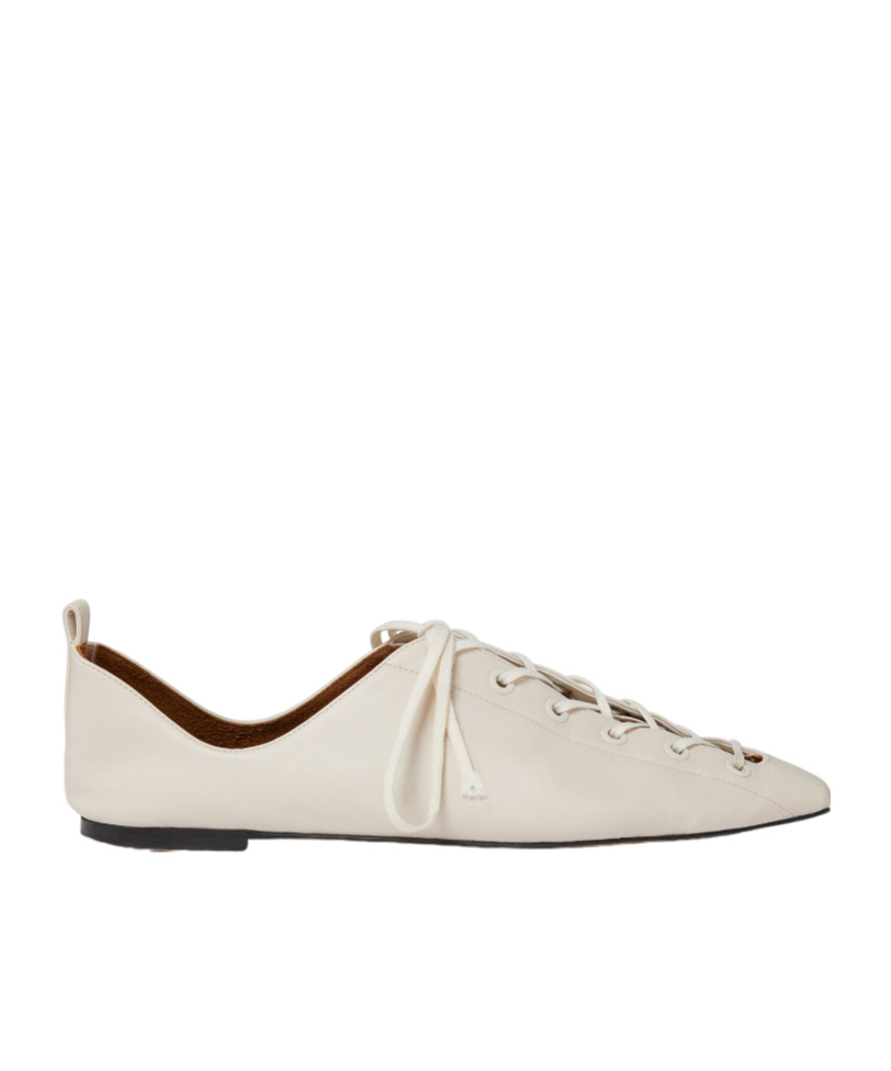 Stella Mccartney Terra Pointed Lace-up Shoes In Nude