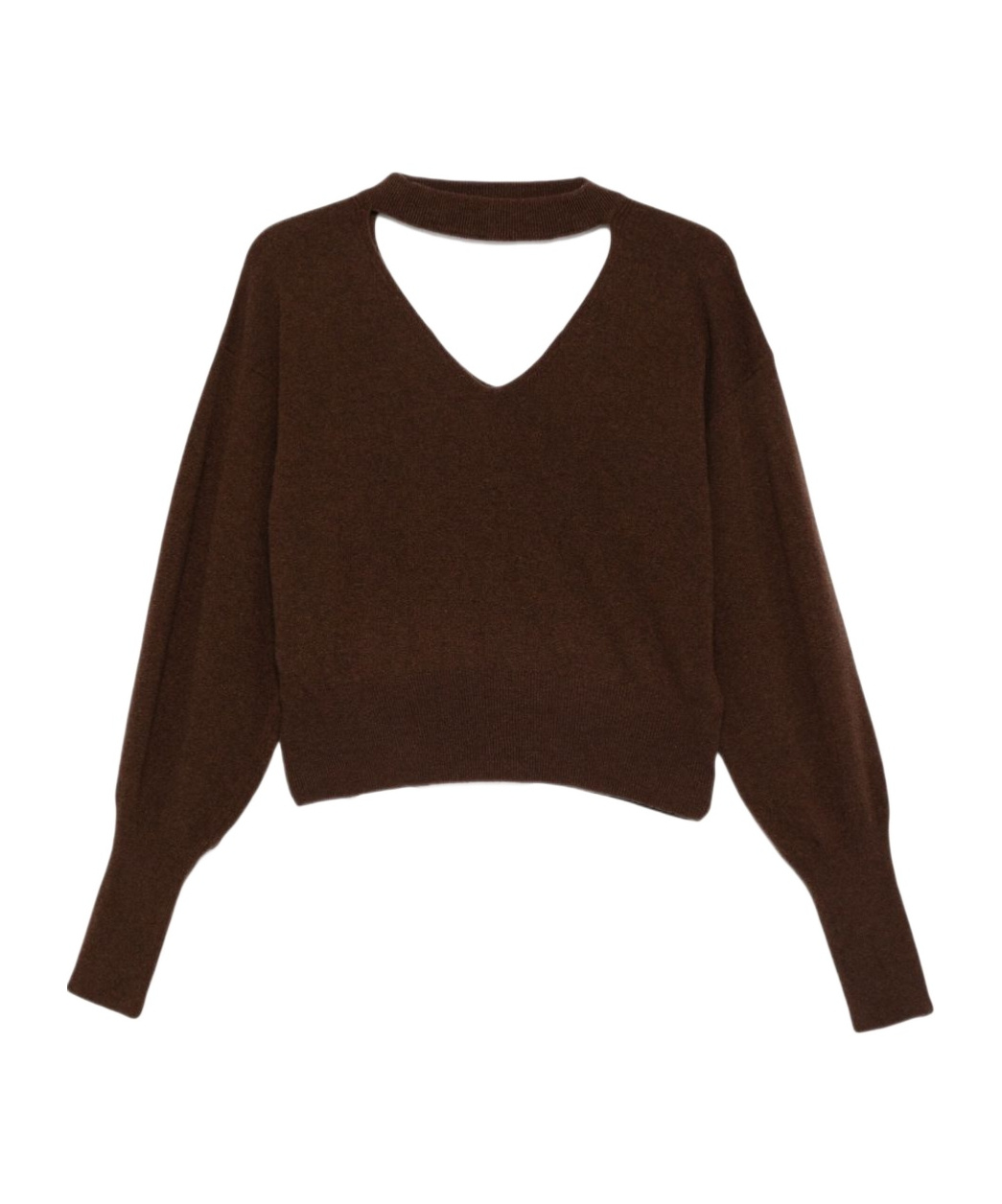 Federica Tosi Keyhole-neckline Balloon-sleeve Sweater In Brown