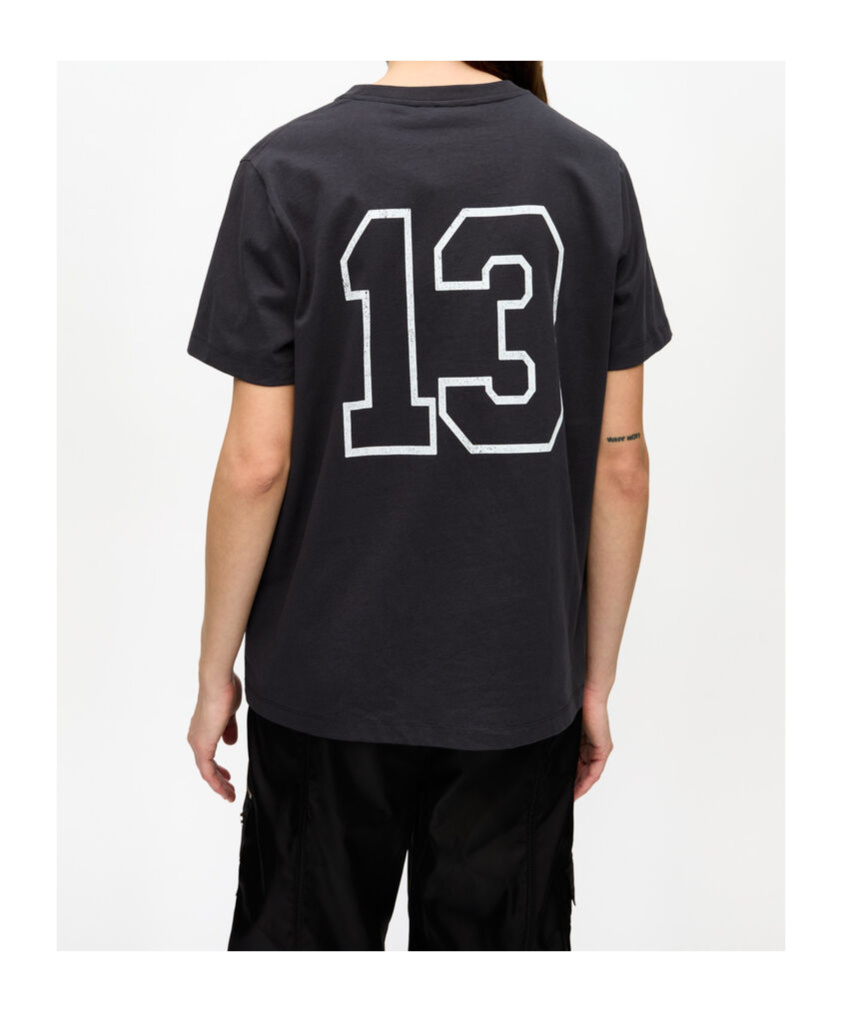 Ganni Black Crewneck T-shirt With Maxi Logo Lettering On The Front And Maxi Print On Front And Rear In Black
