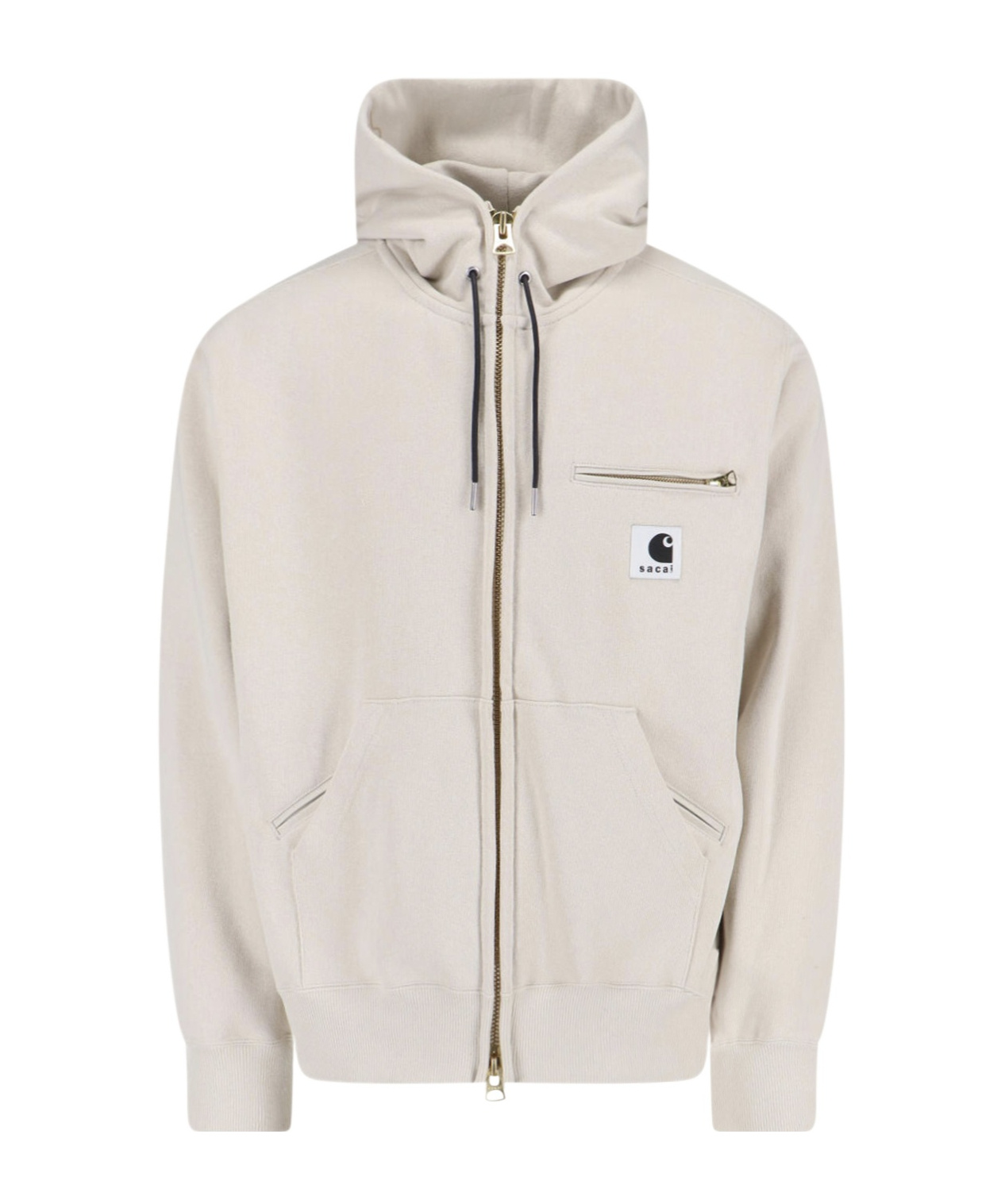 Sacai Off-white Carhartt Wip Edition Cotton Jersey Hoodie In Neutral
