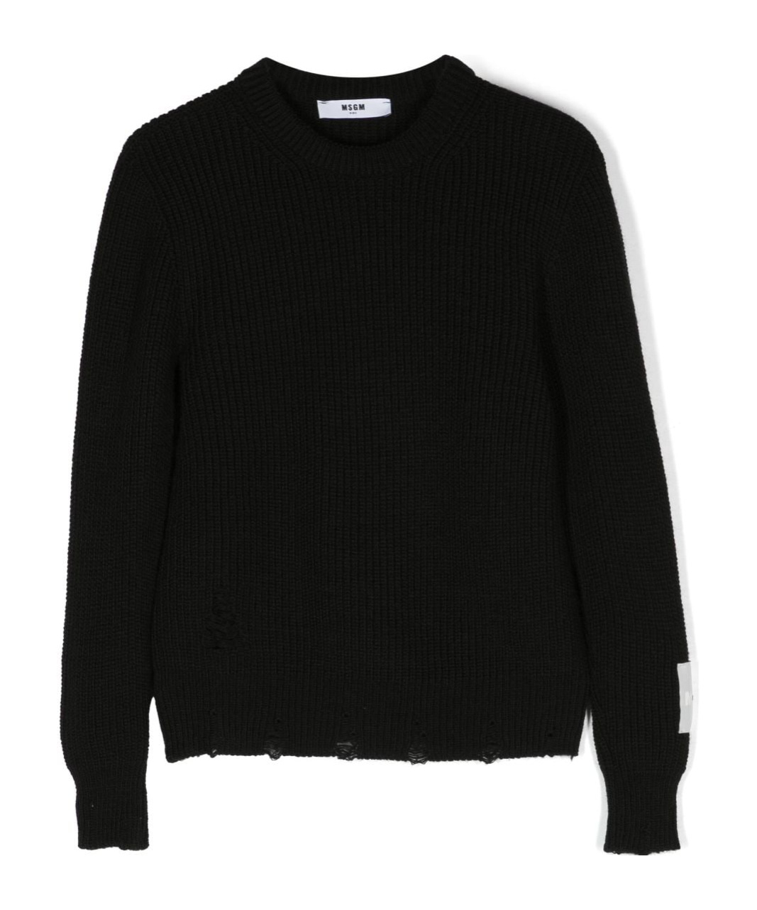 MSGM DISTRESSED-HEM WAFFLE-KNIT JUMPER