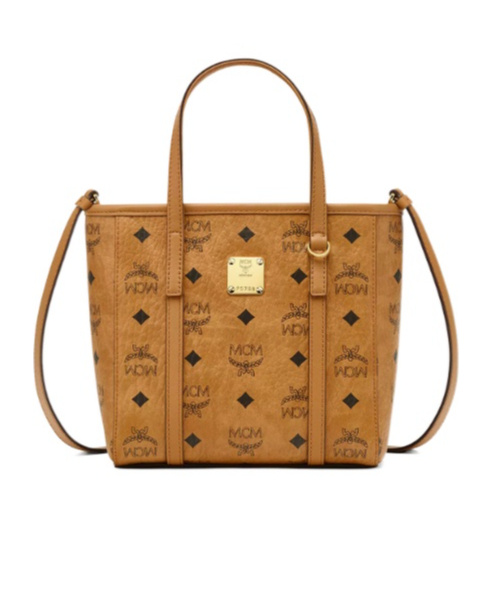 Mcm Small Logo-print Tote Bag In Brown