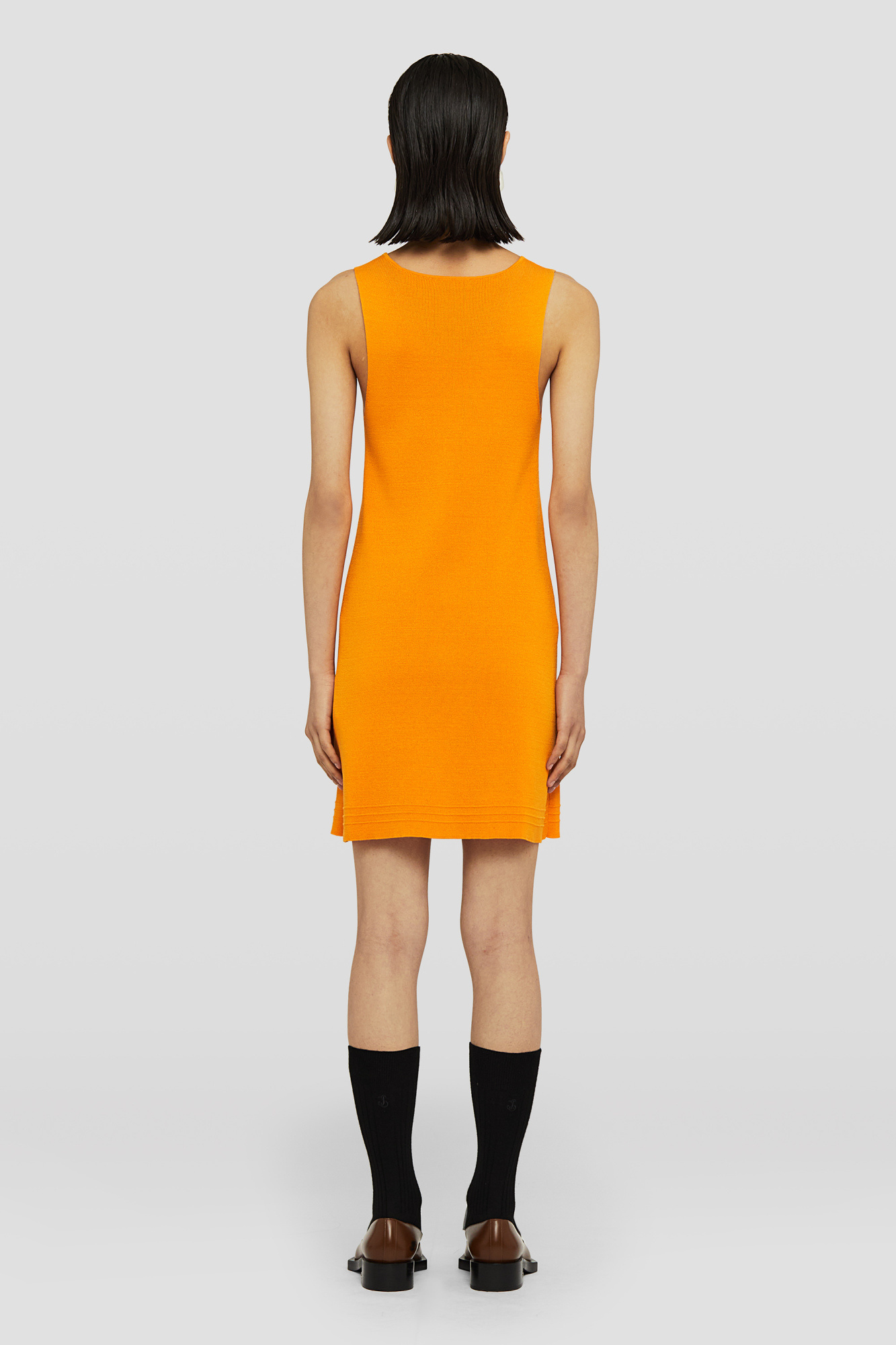 Jil Sander Sleeveless V-neck Ribbed Knit Dress In Orange