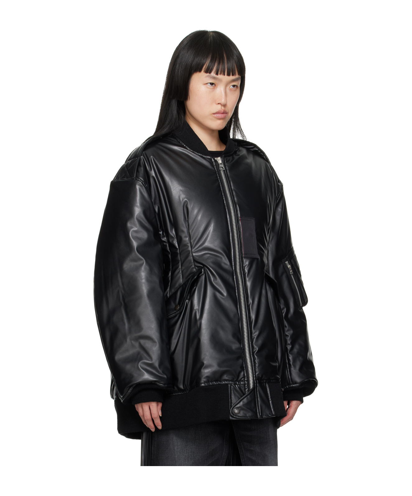 Shop Junya Watanabe Zippered Long-sleeved Cotton Suit In Black