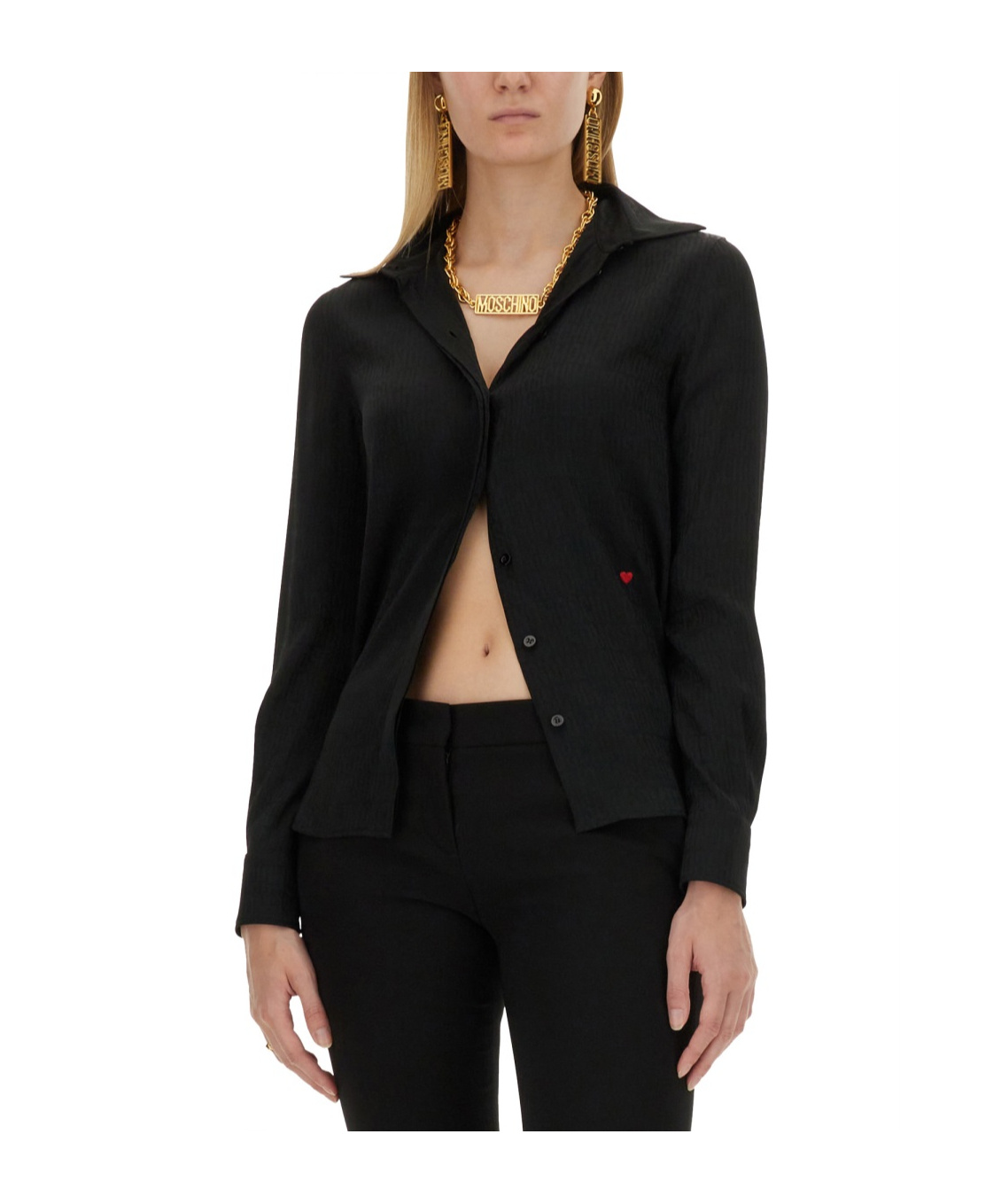 Shop Moschino Long-sleeved Shirt In Black