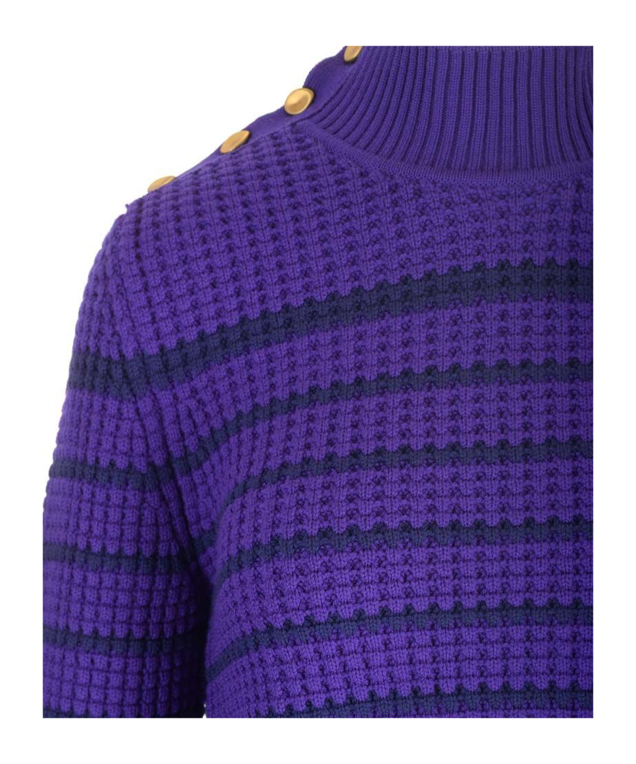 FORTE FORTE FORTE FORTE STRIPED HIGH-NECK JUMPER