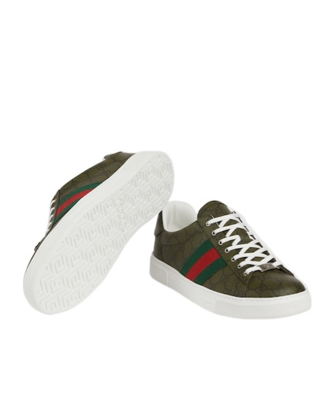 Gucci Men's Ace Sneaker With Web In Green