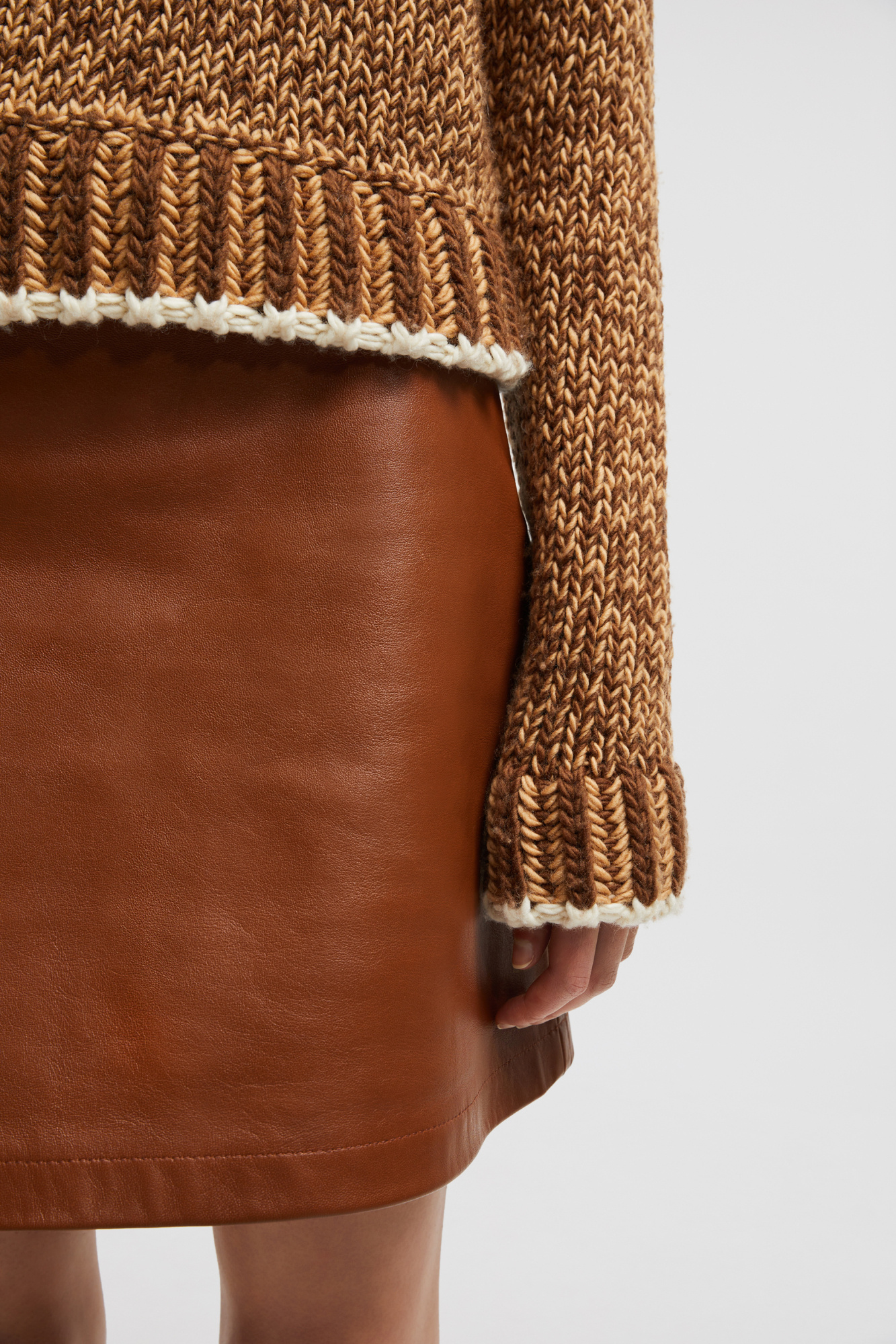 Moncler Patterned Wool Turtleneck Sweater In Brown
