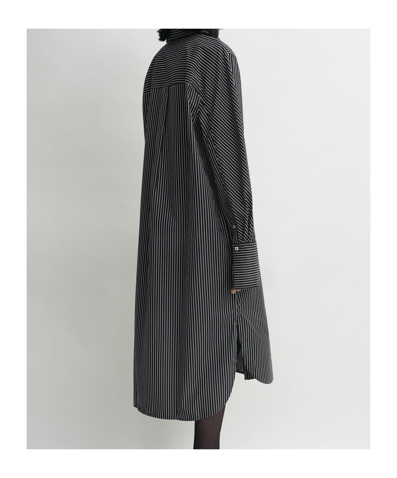 Totême Striped Organic Cotton-poplin Midi Shirt Dress In Gray