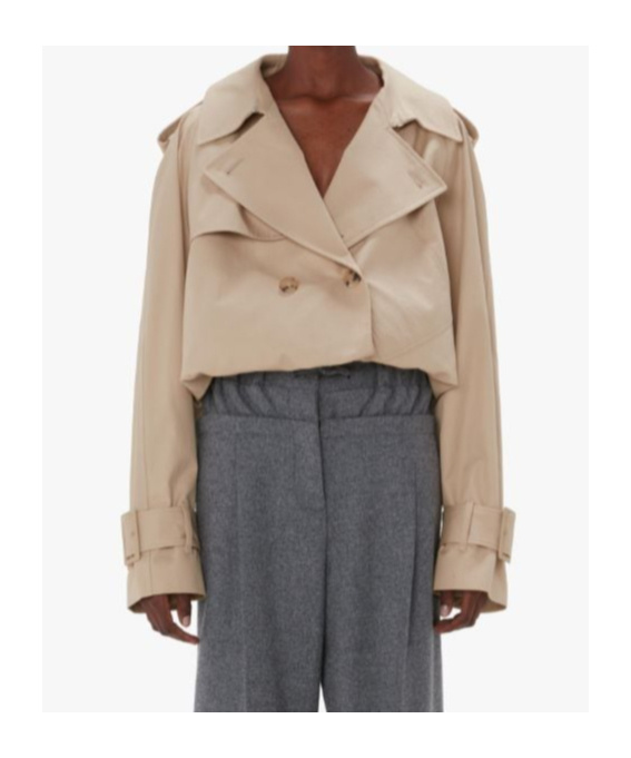 Jw Anderson Oversized Cropped Cotton-gabardine Trench Coat In Nude