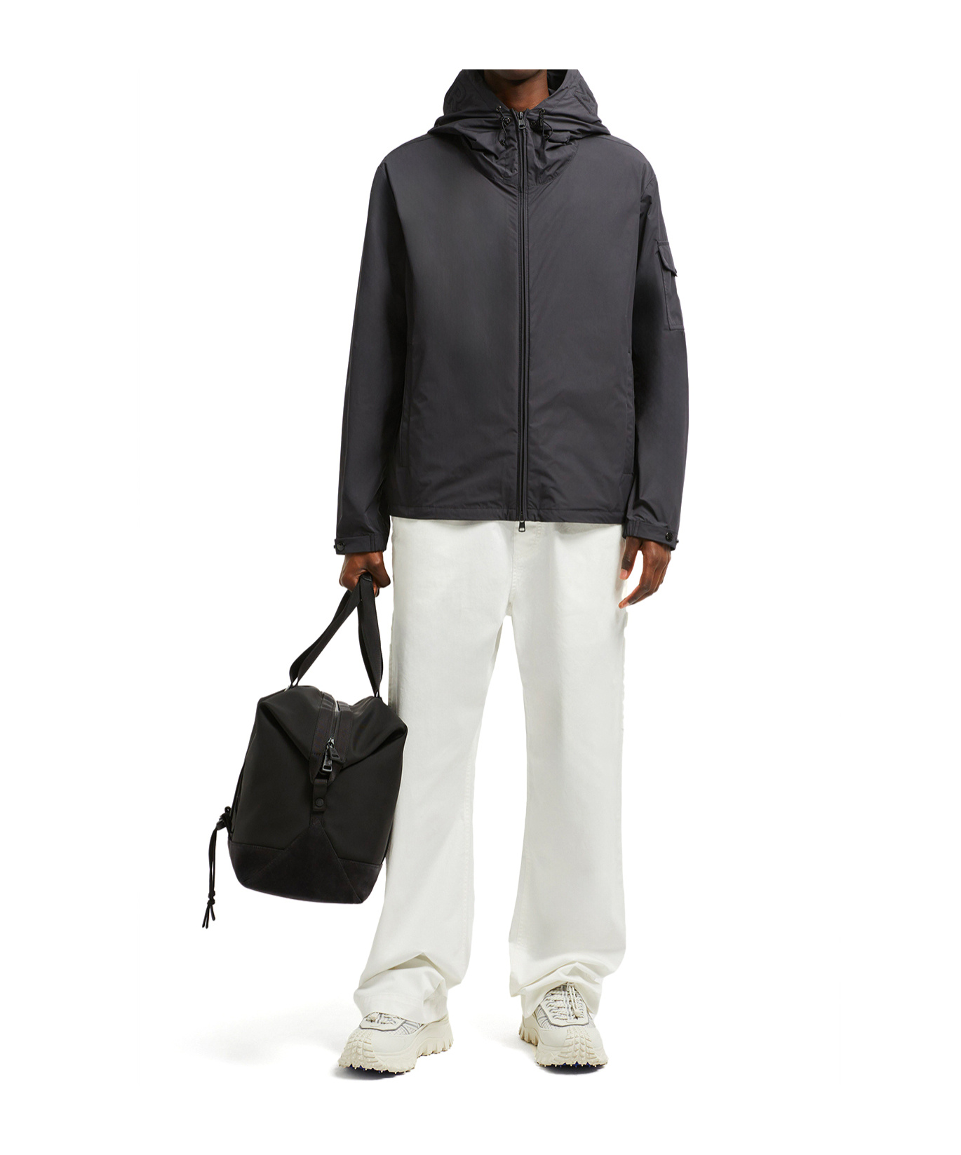 Moncler Hooded Casual Jacket In Black