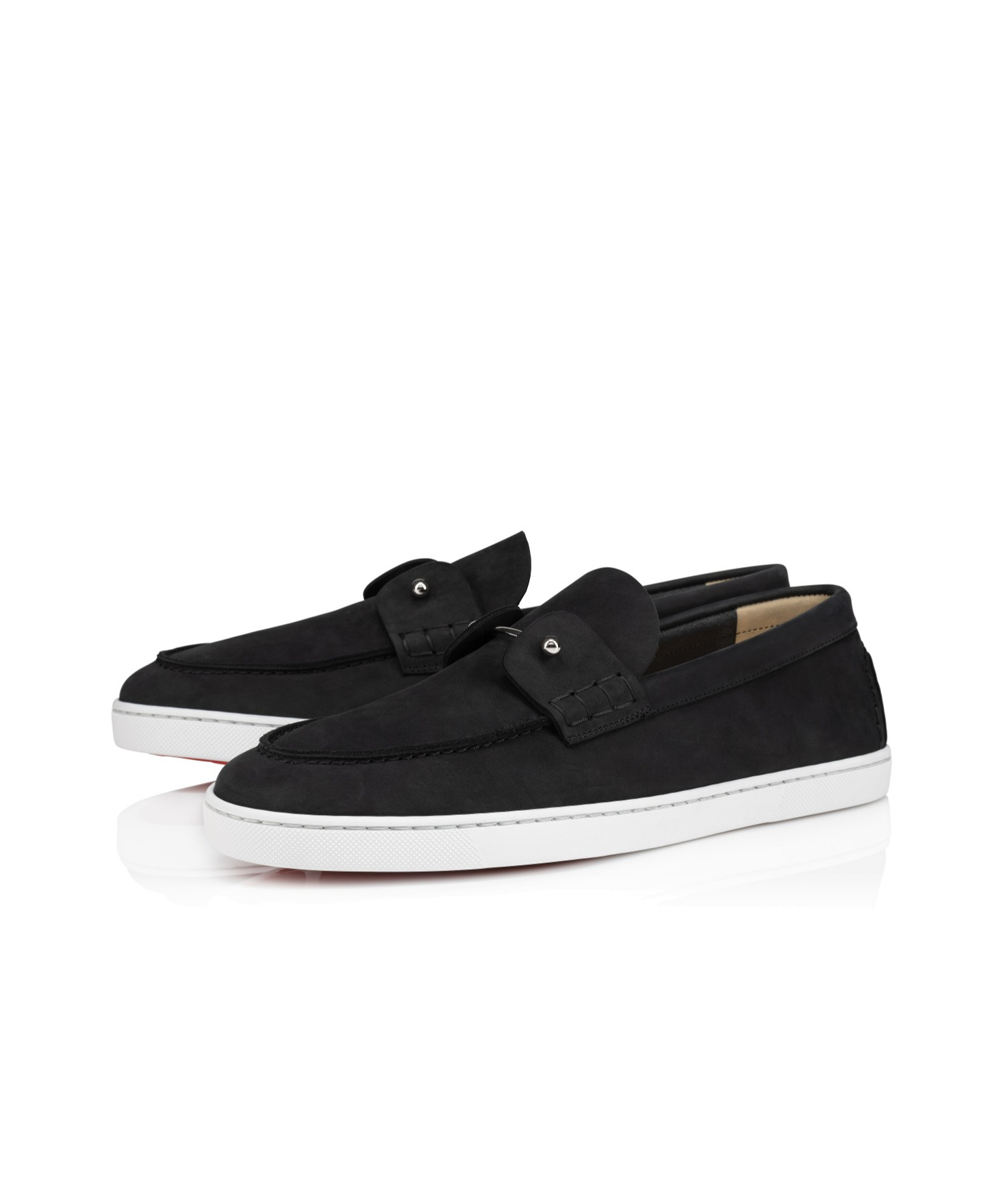 Christian Louboutin Loafers With Contrast Sole And Stitching Accents In Black