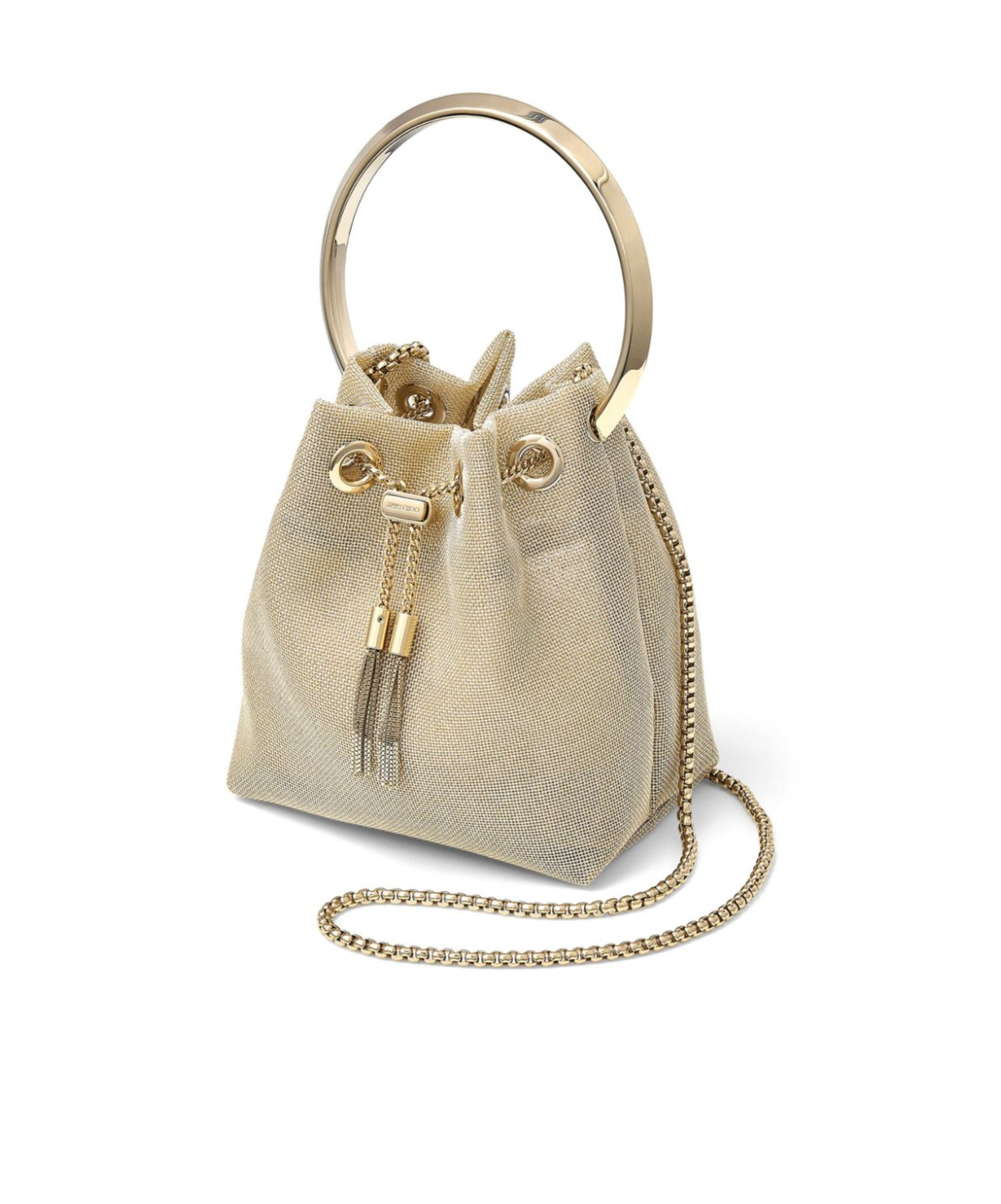 Jimmy Choo Bon Bon Drawstring Bucket Bag In Nude
