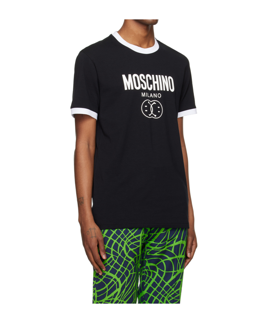 Moschino Black Double Smiley T-shirt In Black