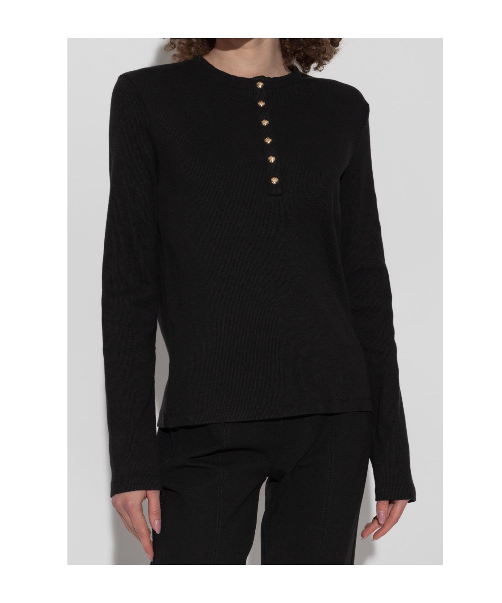 Anine Bing Alessia Long Sleeve Tee In Black In Black
