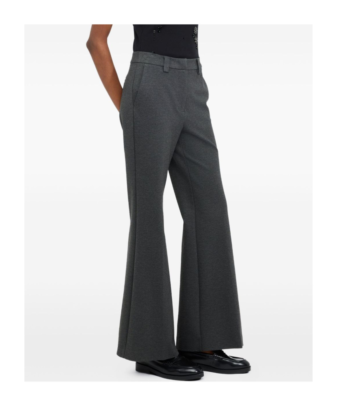 Liu •jo High-waisted Flared Casual Pants In Black