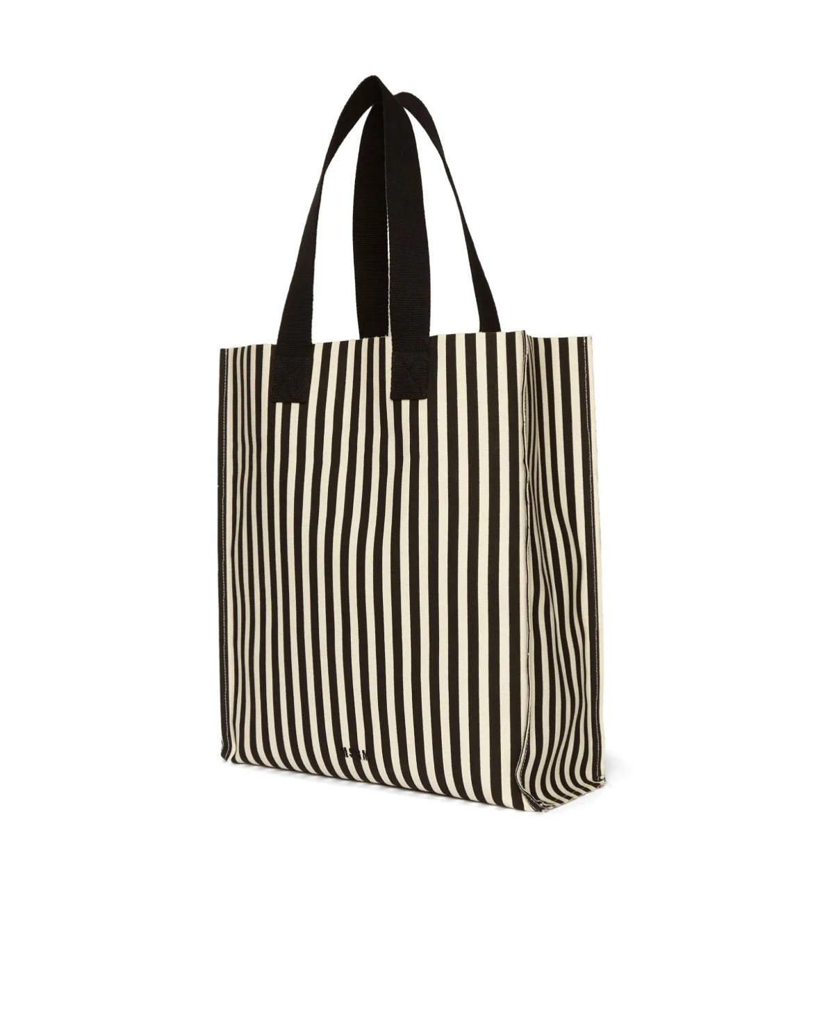 Msgm Striped Tote Bag In Black