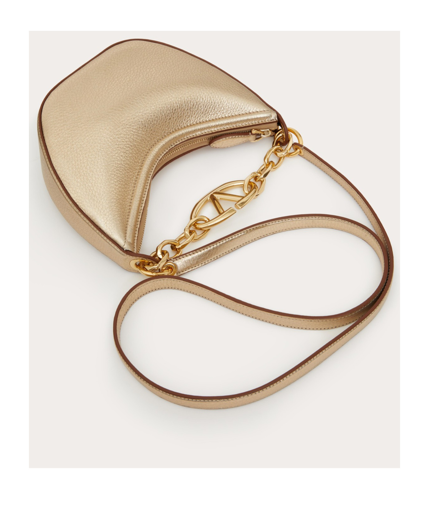 Valentino Mini Vlogo Moon Chain Shoulder Bag In Nude