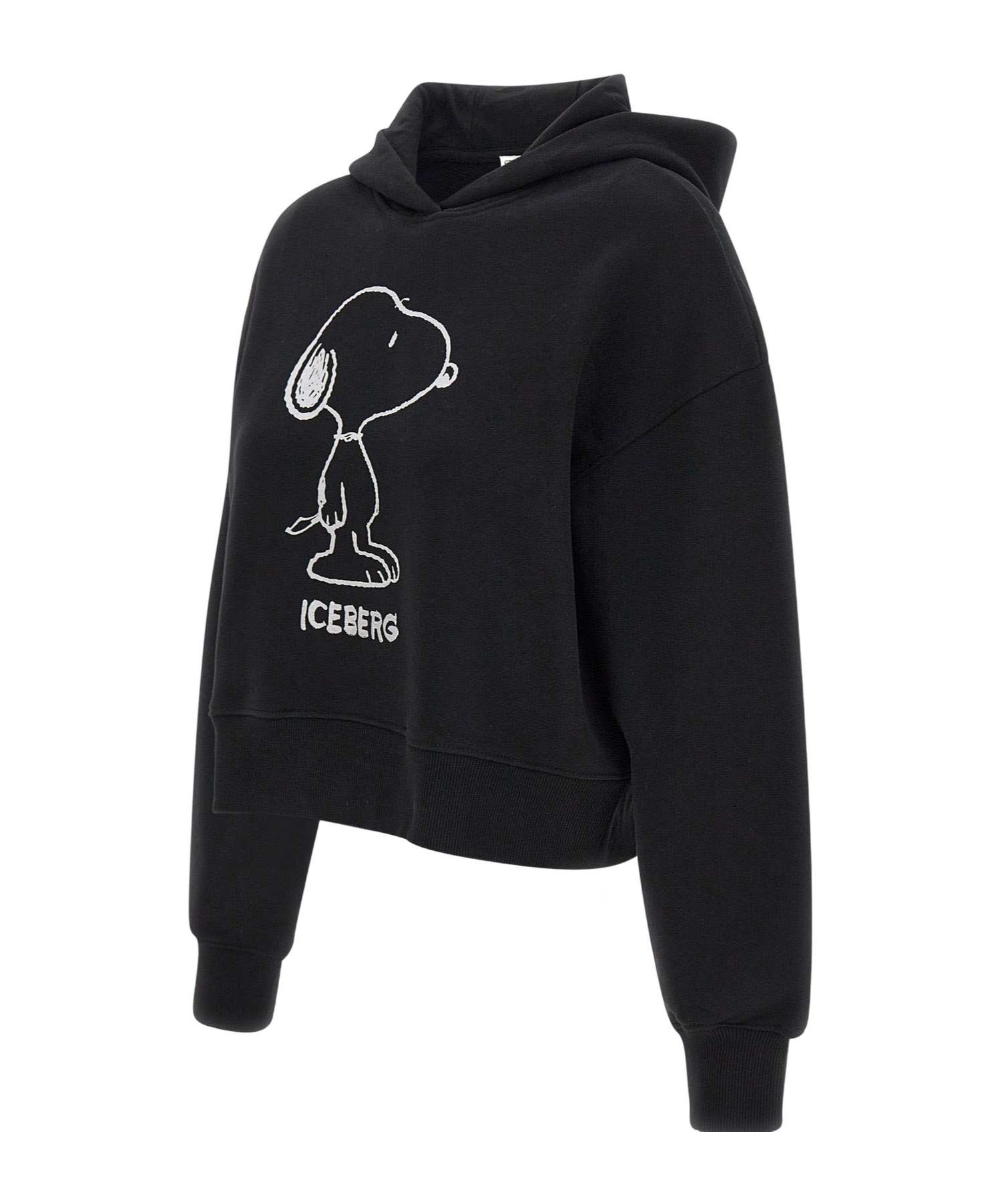 Iceberg Logo Printed Long Sleeved Hoodie In Black