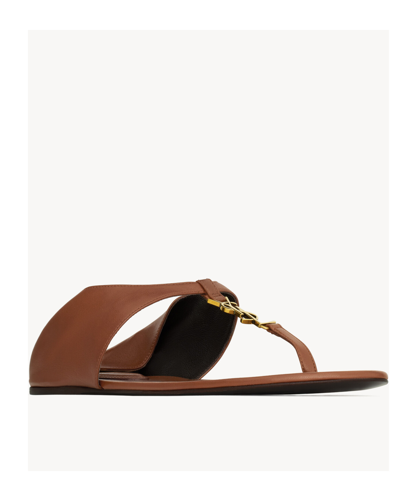 Saint Laurent Cassandra Leather Sandals In Brown