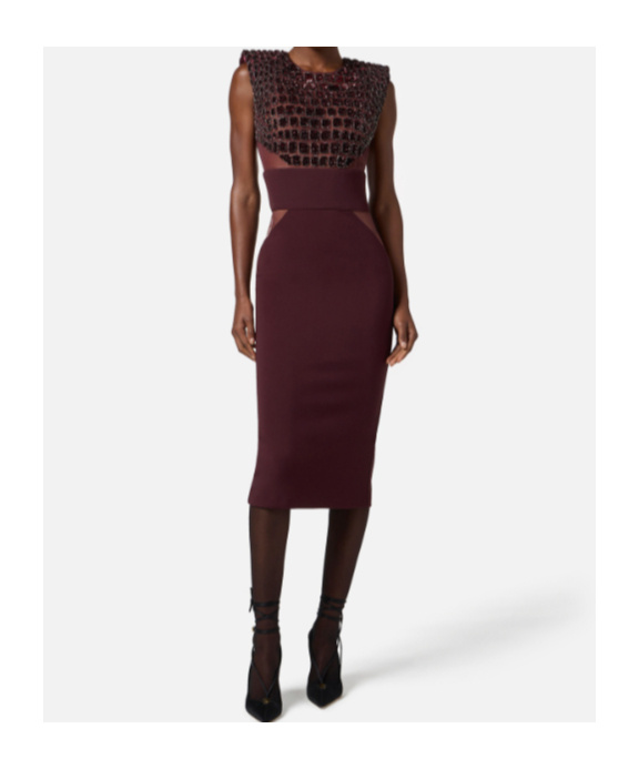 Elisabetta Franchi Sequin-embellished Midi Dress In Brown