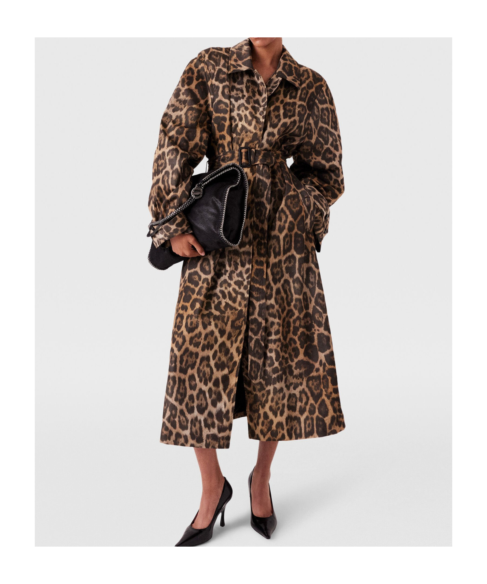 Stella Mccartney Oversized Leopard Trench In Nude