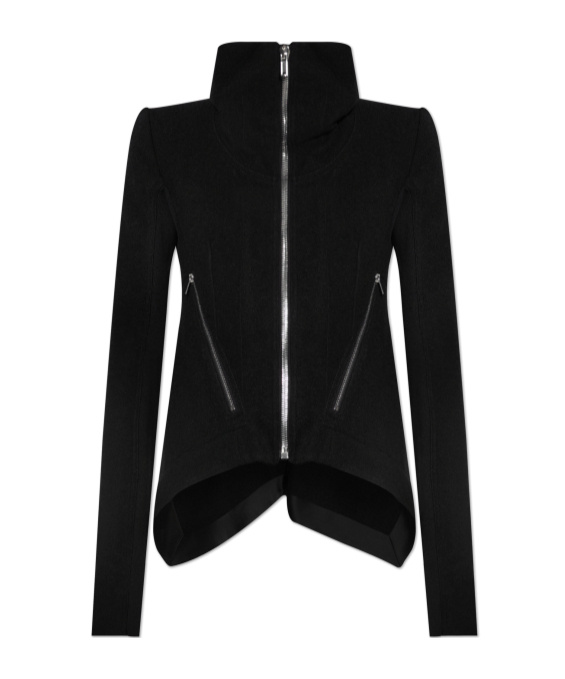Rick Owens Asymmetrical Hem Biker Jacket In Black