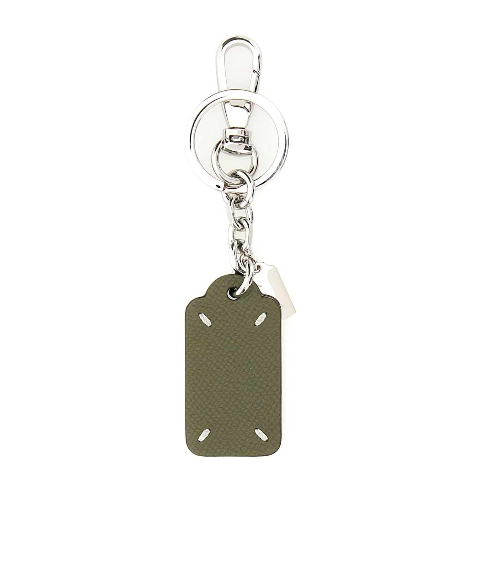 Maison Margiela Portachiavi In Pelle Verde Oliva Donna In Green