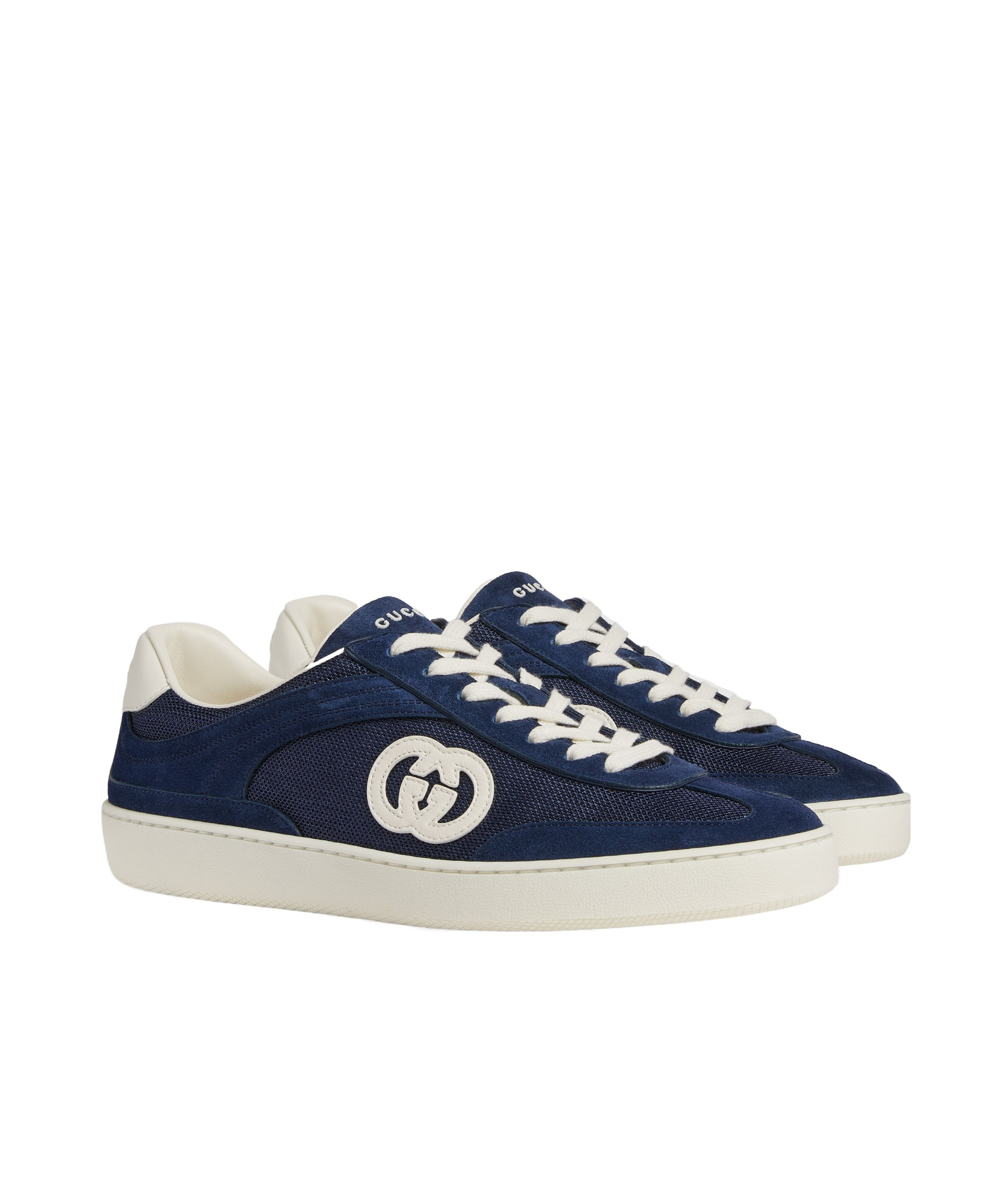 Gucci G75 Suede And Canvas Sneakers In Blue
