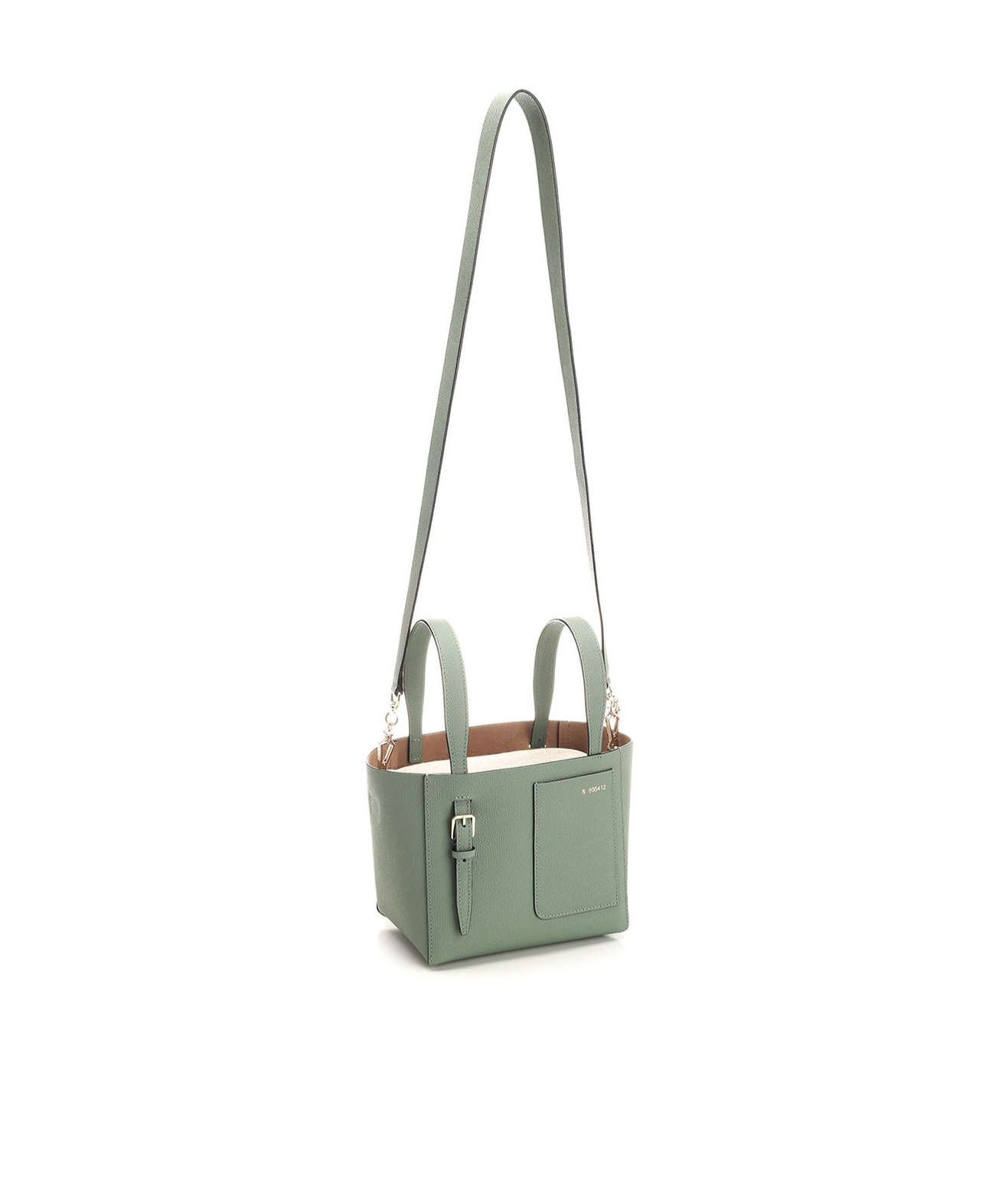 Shop Valextra Micro Bucket Bag In Eucalyptus Green