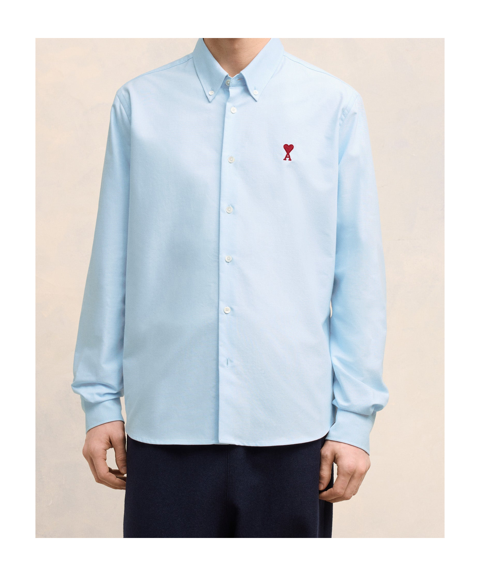 Ami Alexandre Mattiussi Adc Button-down Collar Logo-embroidered Striped Cotton Oxford Shirt In Blue