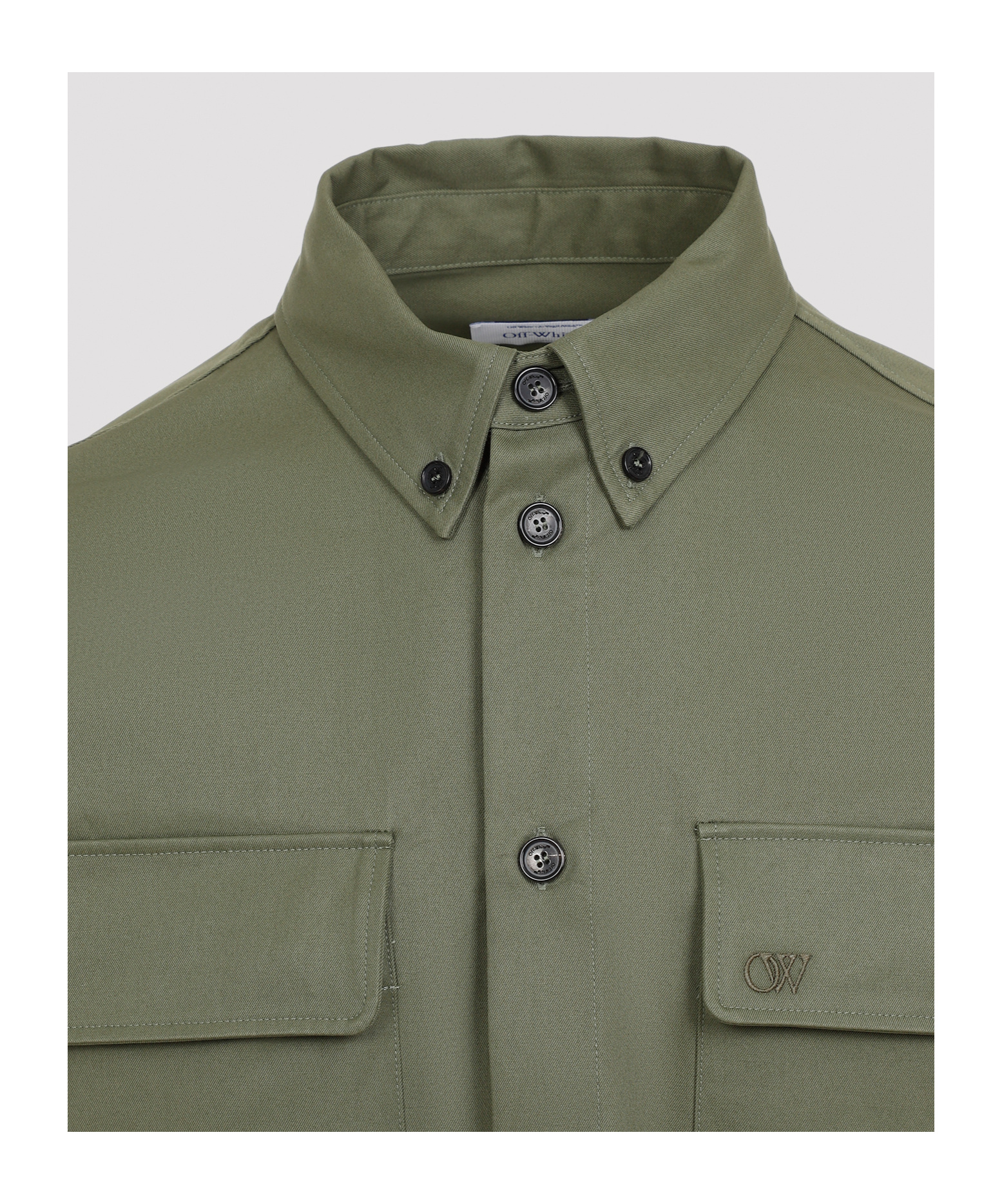 Off-white Logo-embroidered Shirt Jacket In Green