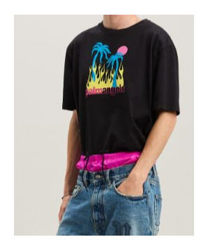 Palm Angels Burning Oasis Slim Fit Graphic T-shirt In Black