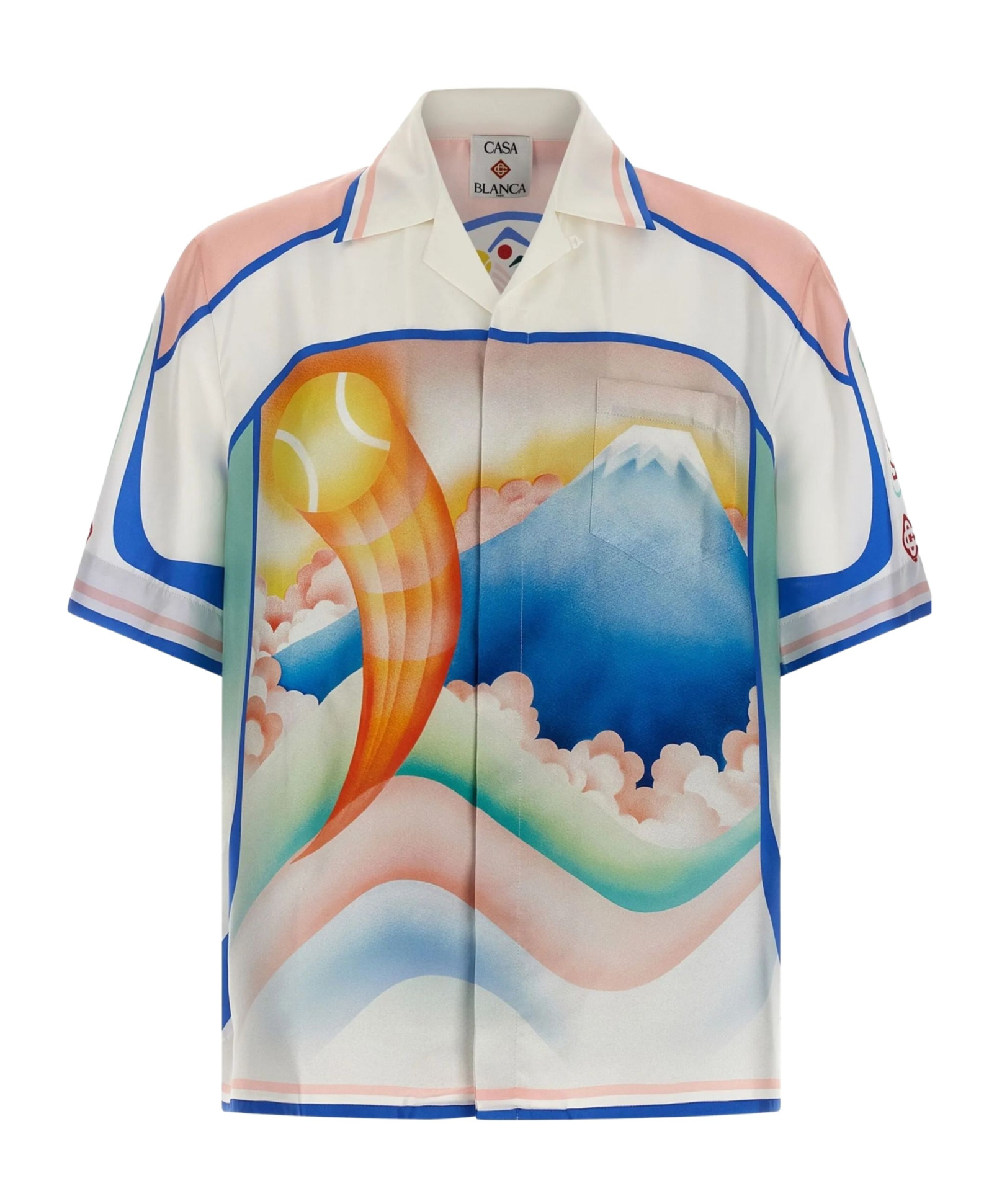 Casablanca Mens Fuji Dream Cuban Collar Printed Silk Shirt In White