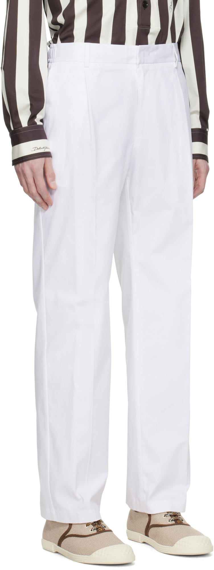 Dolce & Gabbana Belt Loops Slacks In White