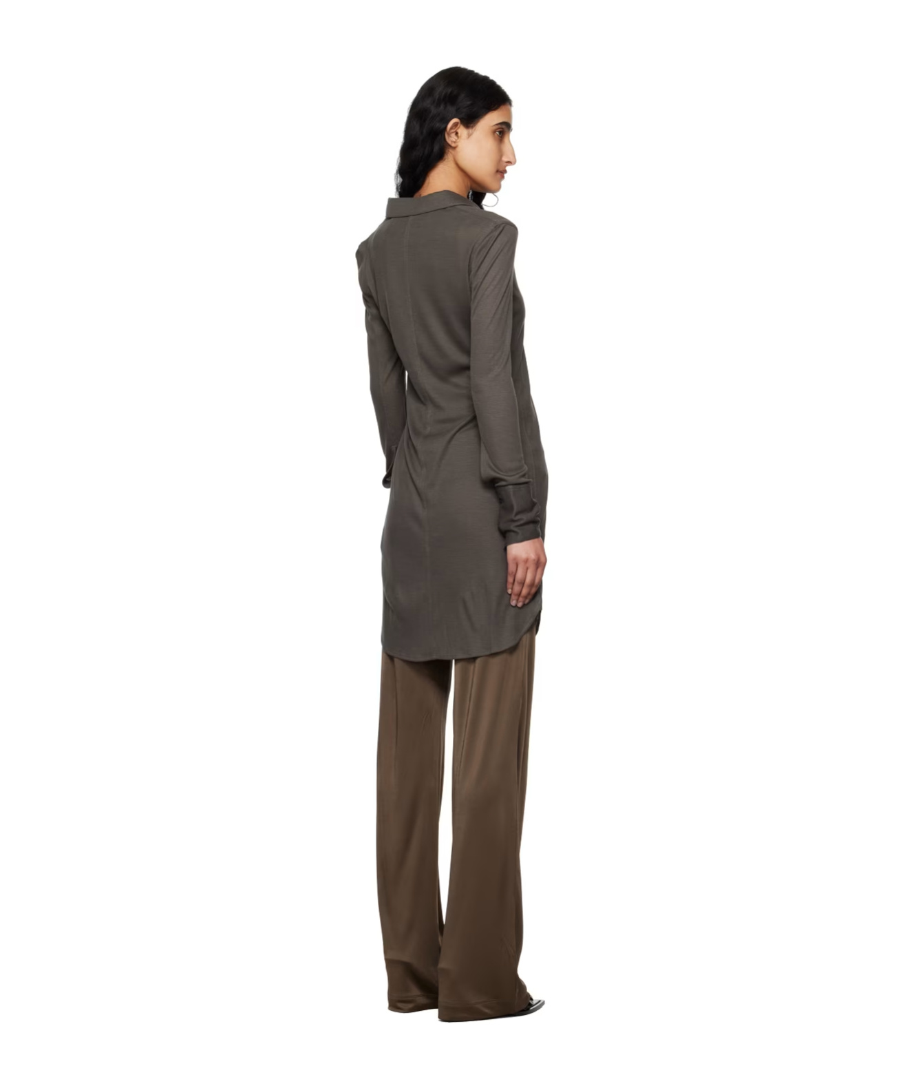 Helmut Lang Front Button Dress In Brown