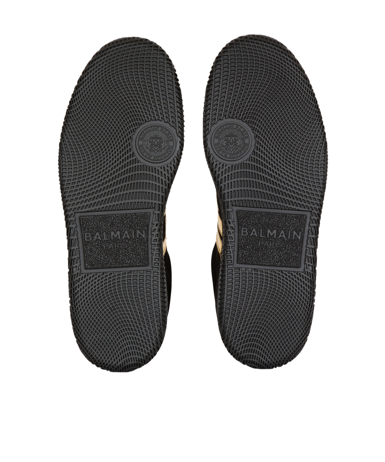 Balmain Swan Suede And Patent Leather Trainers In Black