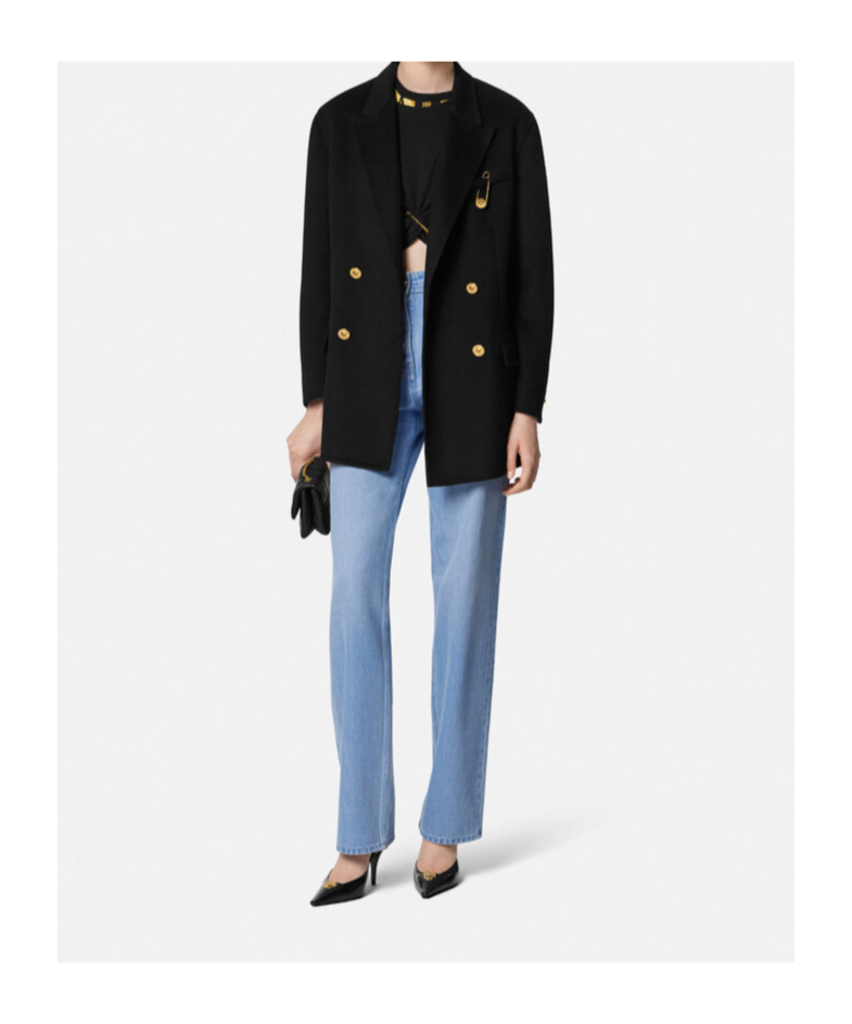 Versace Double-breasted Cachemire Blend Jacket In Black