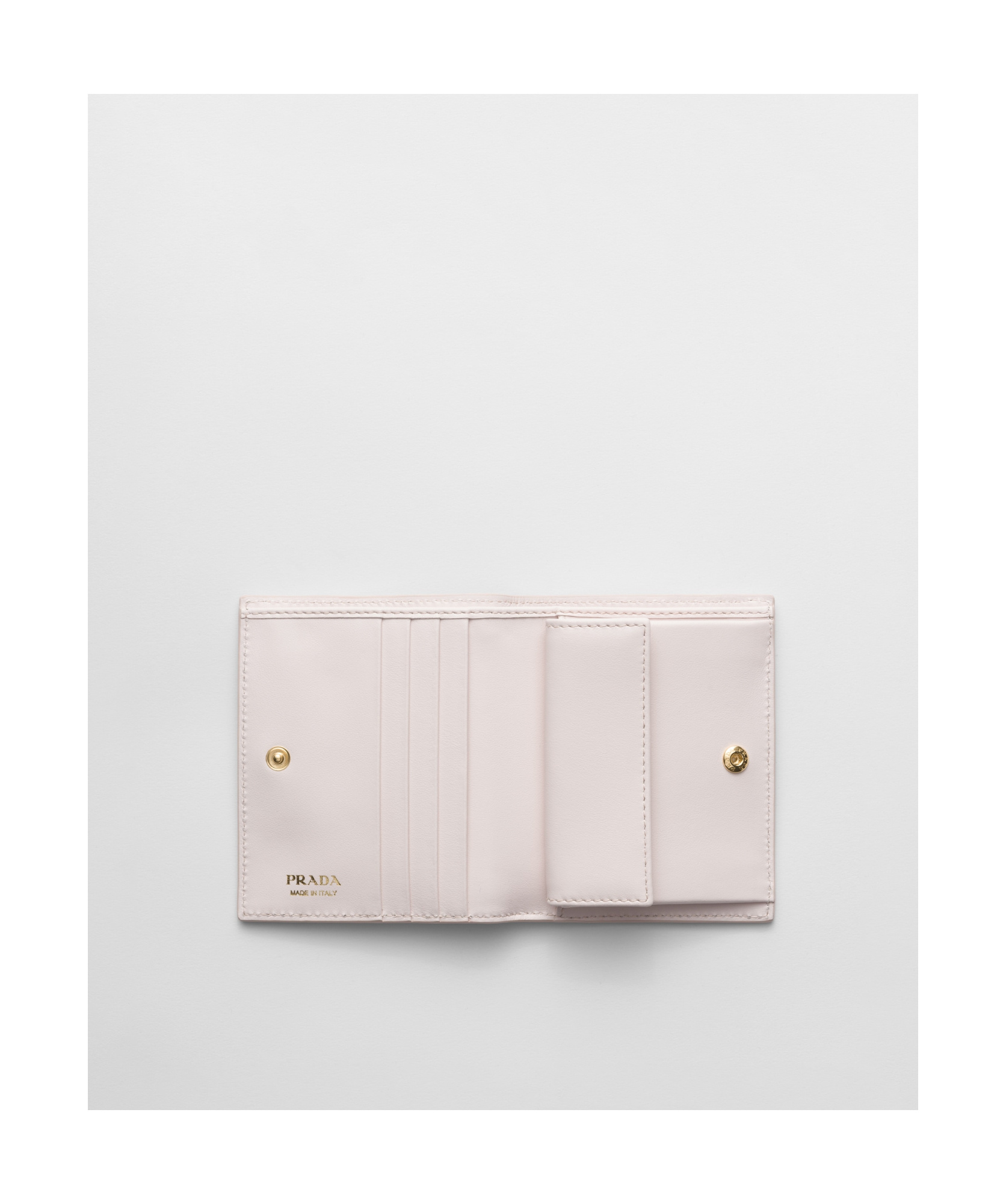 Prada Small Saffiano Leather Floral Bifold Wallet In Nude