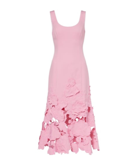 Leo Emily Floral-appliqué Midi Dress In Pink