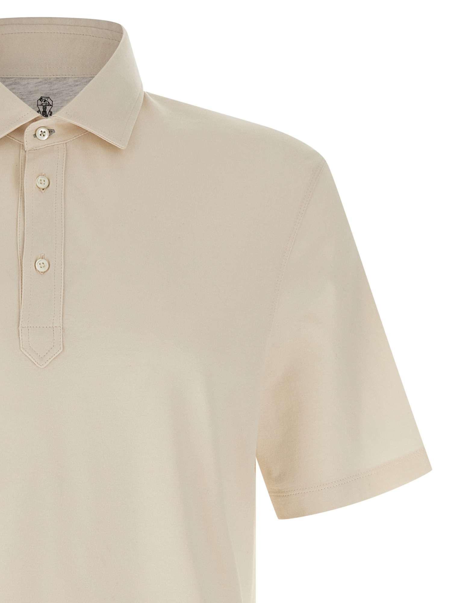 Brunello Cucinelli Classic Cotton Jersey Polo Shirt In Neutral