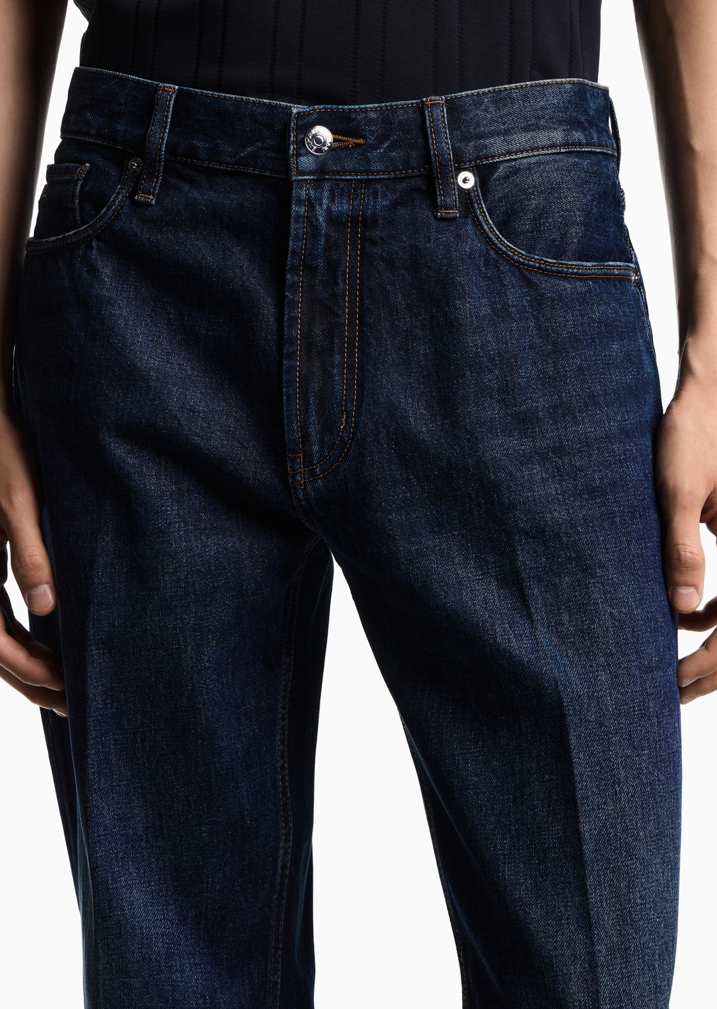 Emporio Armani Straight-leg Washed Jeans In Blue