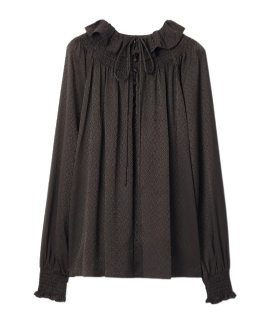 Burberry Geometric Silk Blouse In Gray
