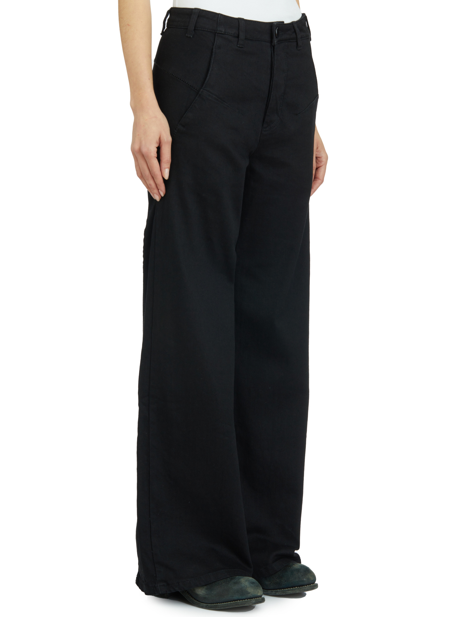 Thom Krom Pantaloni In Denim Gamba Larga In Black