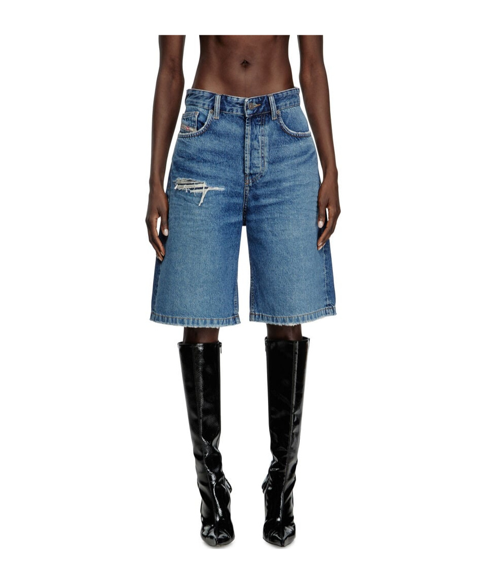 Diesel Faded Blue Denim Bermuda Shorts In Blue