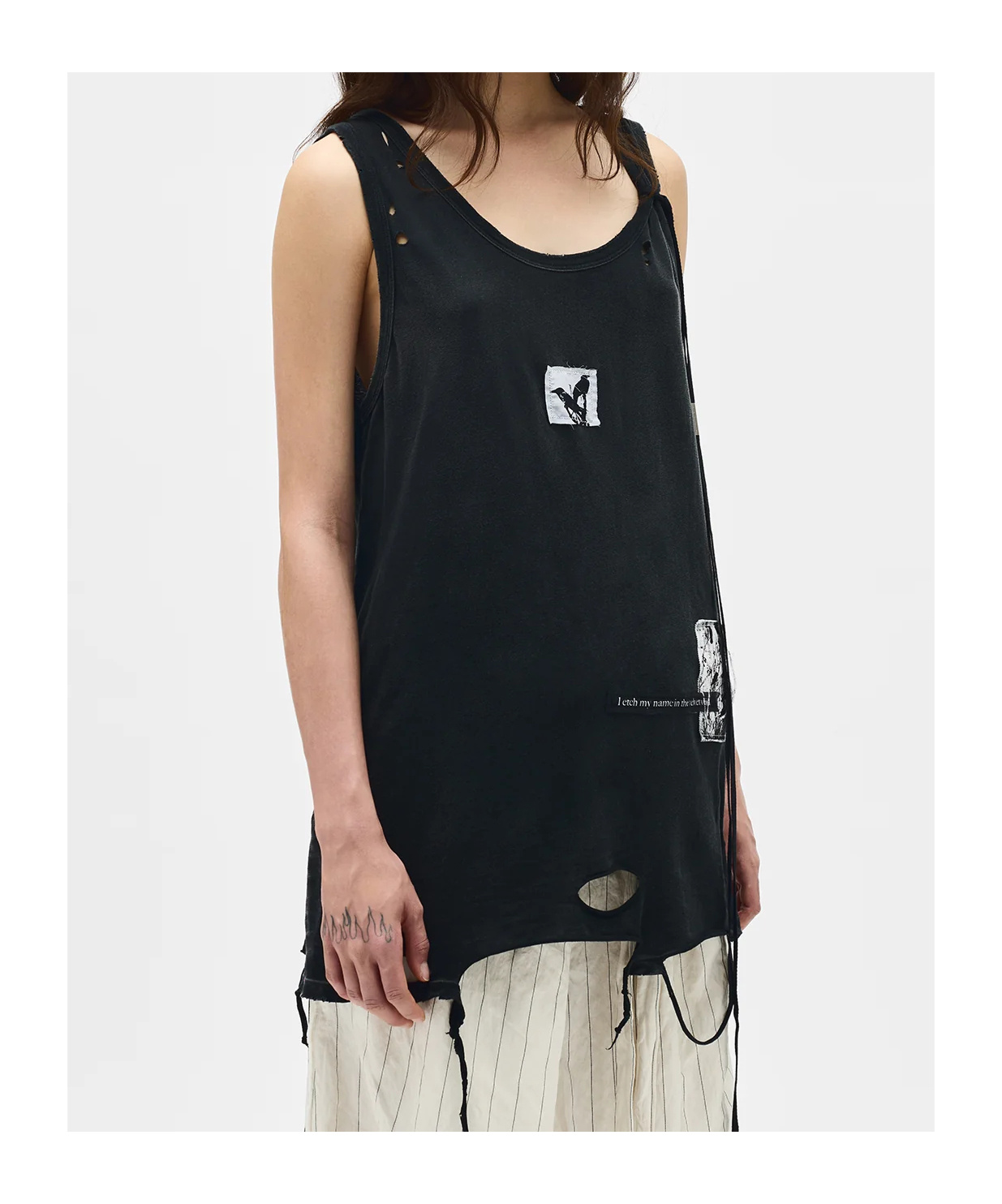 ANN DEMEULEMEESTER ZINA STANDARD TANK TOP WITH PRINTED PATCH 