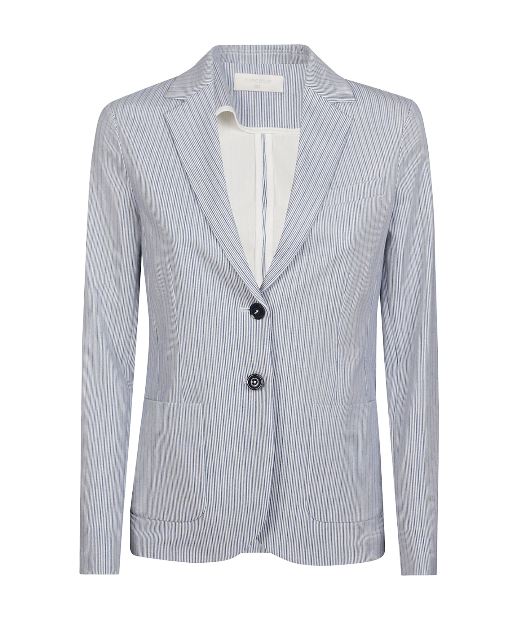 Shop Circolo 1901 Striped Casual Jacket In Gray