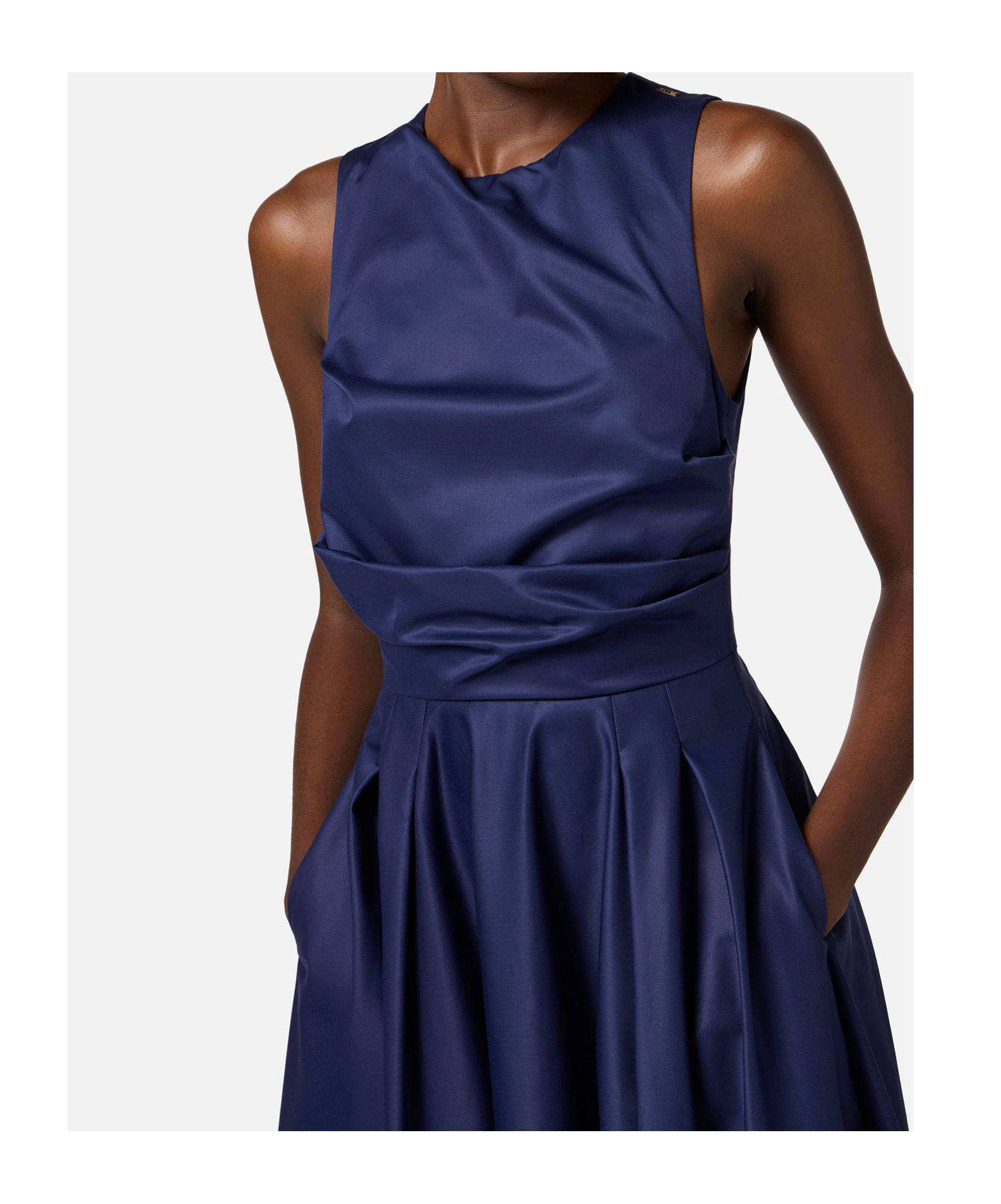 Shop Elisabetta Franchi Draped-bodice Dress In Blue