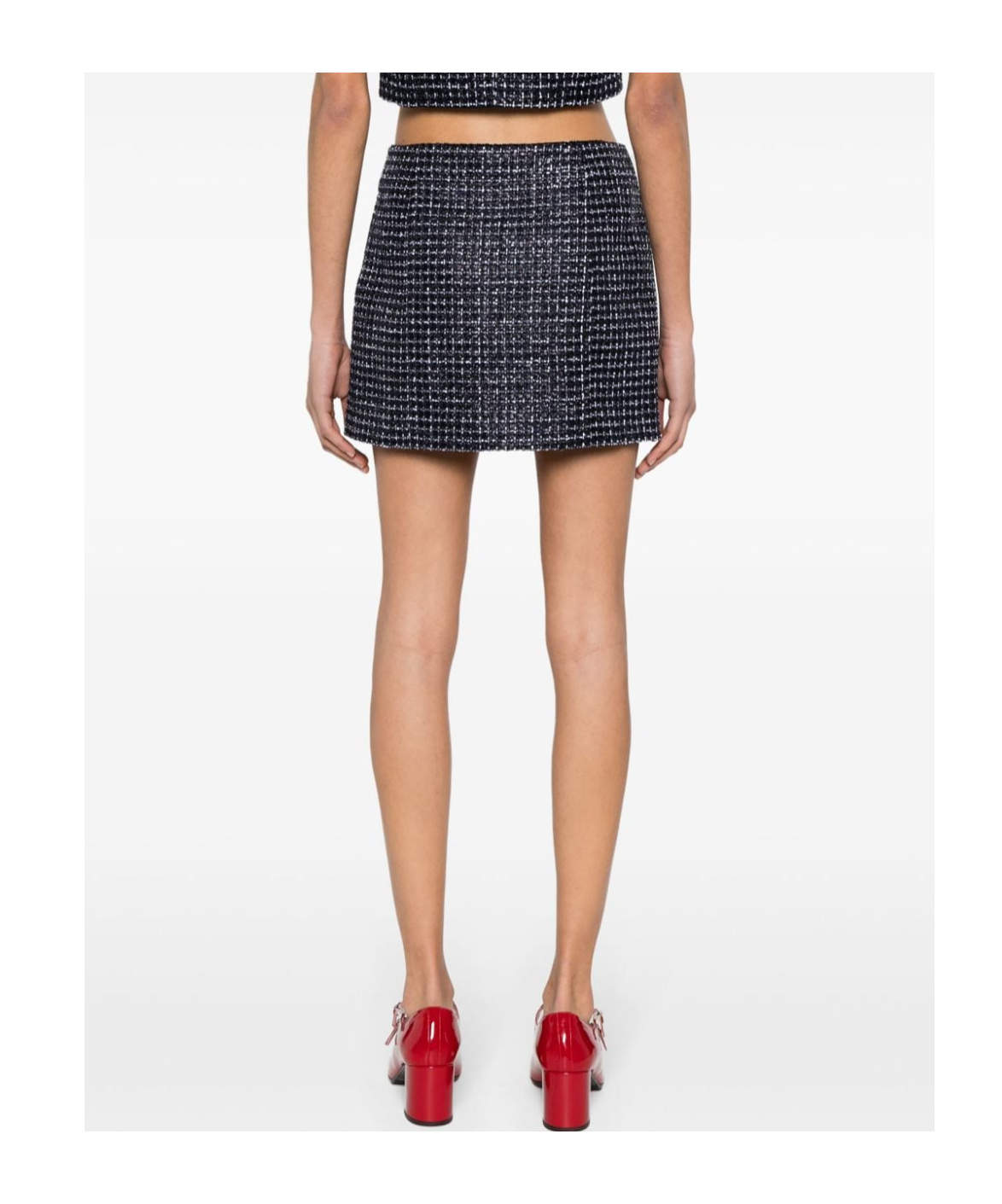 Alessandra Rich Women Sequin Checked Tweed Mini Skirt In Black